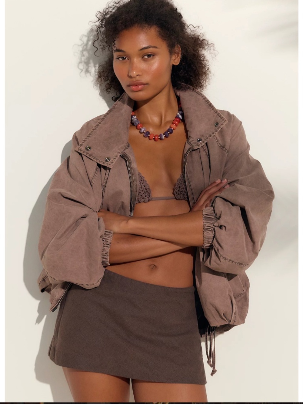 FREE PEOPLE My Little Micro Mini Skort Espresso